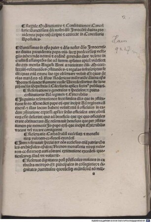 Regulae cancellariae apostolicae : Rom, 1491.08.04