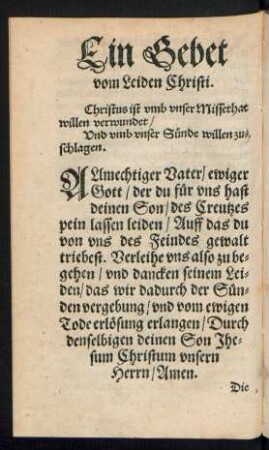 Ein Gebet vom Leiden Christi.