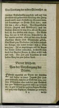 Vierter Abschnitt. Von der Verpflanzung der Bäume