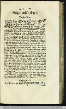 Folgen die Beylagen