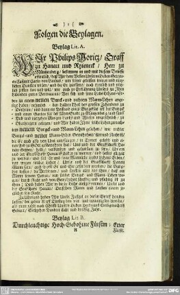 Folgen die Beylagen