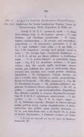 I. Leges et statuta Academiae Cassellanae.