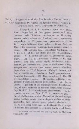 I. Leges et statuta Academiae Cassellanae.
