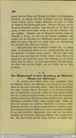 § 25. Die Mathematik in ihrer Beziehung zur Alchemie, Magie und Astrologie