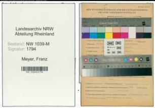 Entnazifizierung Franz Meyer , geb. 20.11.1897 (Vertreter)