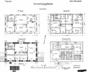 Gebrazhofen: Empfangsgebäude Verwaltungsgebäude Grundrisse UG,EG,1.OG,DG
