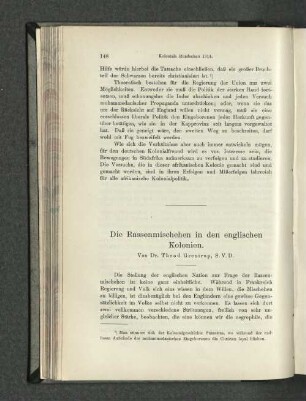 Die Rassenmischehen in den englischen Kolonien,