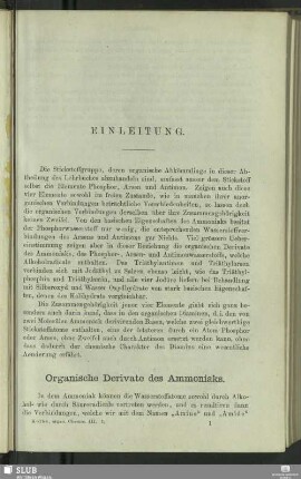 Organische Derivate des Ammoniaks