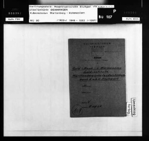 Beteiligung des Landes Württemberg-Hohenzollern an der Württembergischen Landwirtschaftsbank