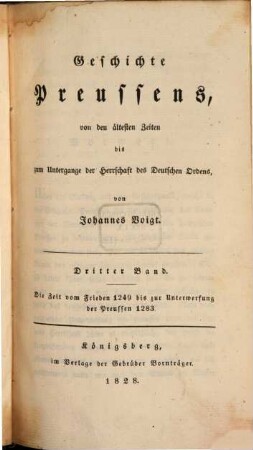 Geschichte Preussens : von den ältesten Zeiten bis zum Untergange der Herrschaft des Deutschen Ordens, 3. Die Zeit vom Frieden 1249 bis zur Unterwerfung der Preussen 1283