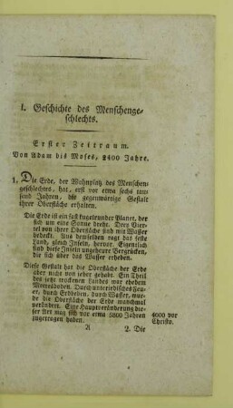 I. Geschichte des Menschengeschlechts