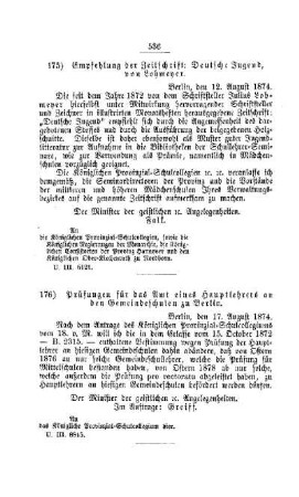 Empfehlung der Zeitschrift: Deutsche Jugend, von Lohmeyer : [IV. Seminarien, Bildung der Lehrer und deren persönliche Verhältnisse]