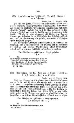Empfehlung der Zeitschrift: Deutsche Jugend, von Lohmeyer : [IV. Seminarien, Bildung der Lehrer und deren persönliche Verhältnisse]
