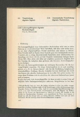2.143 Leistungsfähigkeit digitaler Rechenanlagen