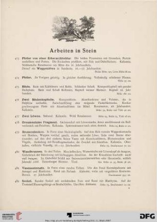 Arbeiten in Stein (Nr. 473-482)