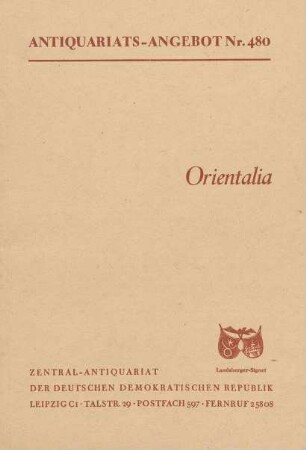 Nr. 480: Orientalia