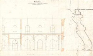 Gärtner, Friedrich von; München, Ludwigstr.; Staatsbibliothek - Lesesaal, Katalog - u. Journalzimmer (Schnitt); Säulenbasis 1. OG (Schnitt)