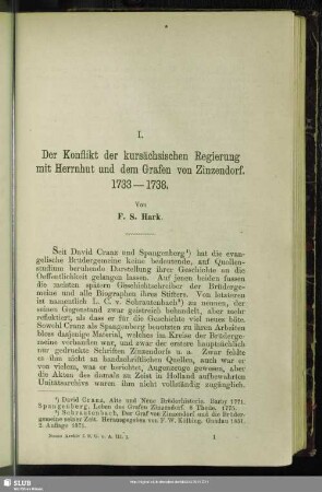 I. Der Konflikt der kursächsischen Regierung mit Herrnhut und dem Grafen von Zinzendorf : 1733-1738