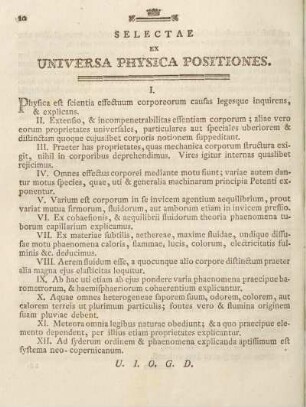 Selectae ex universa physica positiones.