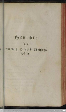 Gedichte von von Ludewig Heinrich Christoph Hölty