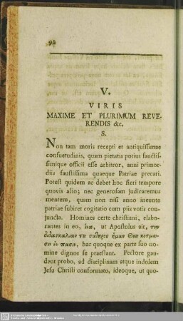 V. [Dabam Freibergae, Cal. Janaur, MDCCCV]