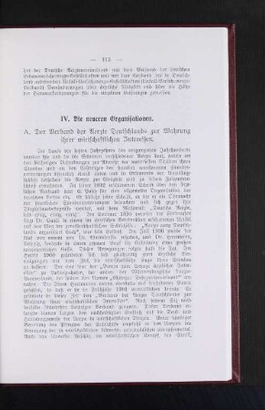 IV. Die neueren Organisationen.
