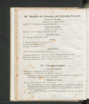 III. Officianten der Universität und Universitäts-Verwandte.