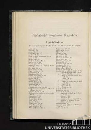 Alphabetisch geordnetes Verzeichnis.