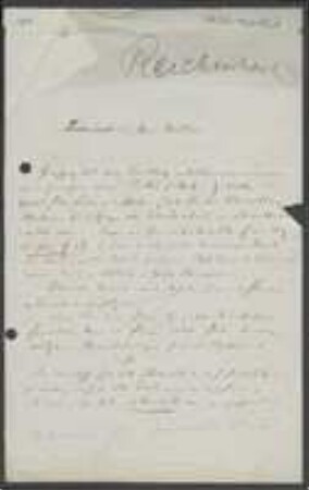 Brief von Heinrich Gustav Reichenbach an Unbekannt