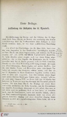Erste Beilage: Auffindung der Reliquien des hl. Hyacinth