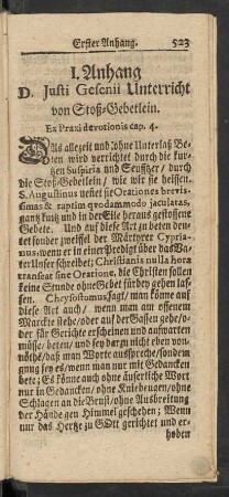 I. Anhang D. Justi Gesenii Unterricht von Stoß-Gebetlein.