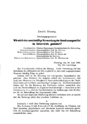 Wie wird eine zweckmäßige Verwendung der Anschauungsmittel im Unterrichte gesichert? : [Bericht über die Verhandlungen]