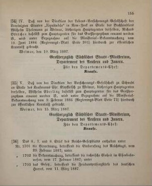 35. Ministerial-Bekanntmachung, den Wechsel in der Hauptagentur der Versicherungs-Gesellschaft zu Schwedt betreffend
