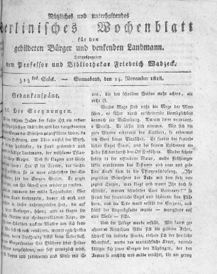 515tes Stück, Sonnabend den 14. November 1818