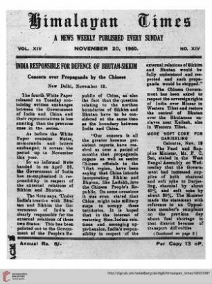 No. XIV (20 November 1960)
