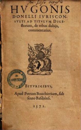 Ad titulum digestorum de rebus dubiis commentarius