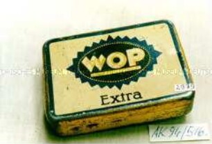 Blechdose für 50g Tabak "WOP Extra Rauchtabak für kurze Pfeife"