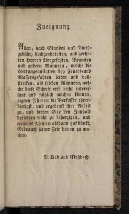 Zueignung.
