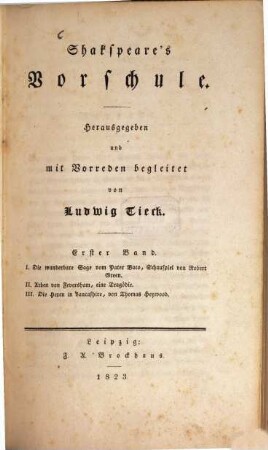 Shakspeare's Vorschule, 1