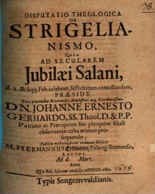 Disp. theol. de Strigelianismo