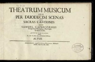 Theatrum musicum ... sacras cantiones ... Altus
