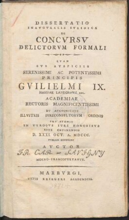 Dissertatio inauguralis iuridica de concursu delictorum formali