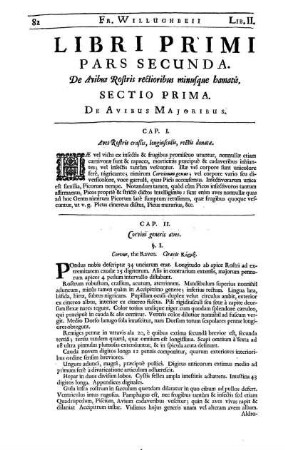 Sectio Prima. De Avibus Majoribus.