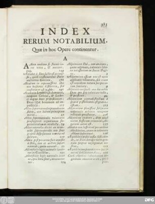 Index Rerum Notabilium, Quae in hoc Opere continentur.