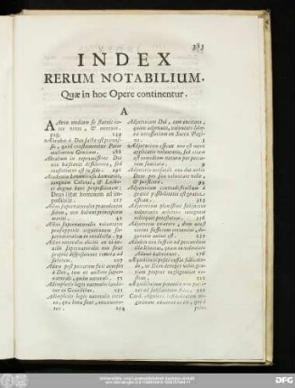 Index Rerum Notabilium, Quae in hoc Opere continentur.