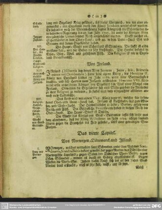 Das vierte Capitel. Von Norwegen, Dänemarck, und Ißland