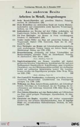 Aus anderem Besitz Arbeiten in Metall, Ausgrabungen (Nr. 567-590)