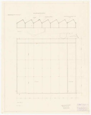 Siedlung Hinrichssegen, Bruckmühl Tuchfabrik: Grundriss, Schnitt 1:200