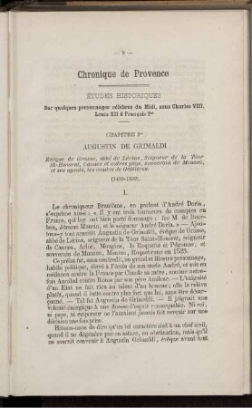 Études Historiques Sur quelques personnages célèbres du Midi, sous Charles VIII, Louis XII & Francois Ier - Chapitre Ier
