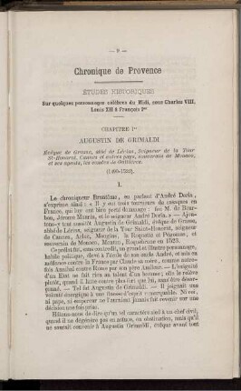 Études Historiques Sur quelques personnages célèbres du Midi, sous Charles VIII, Louis XII & Francois Ier - Chapitre Ier